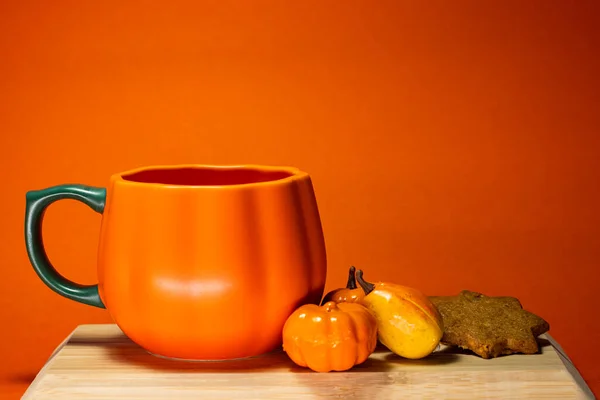 pumpkin, orange, yellow, red, white, autumn, pumpkins, a cup of tea and a