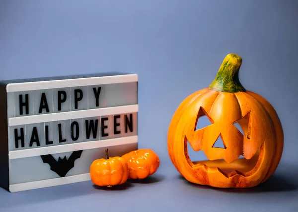 Conceito Halloween Jack Abóbora Lanterna Com Olhos Vermelhos Isolado Fundo — Fotografia de Stock