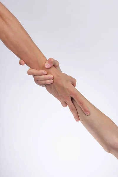 Forte Aperto Mão Masculino Com Mãos Nuas Fundo Branco — Fotografia de Stock