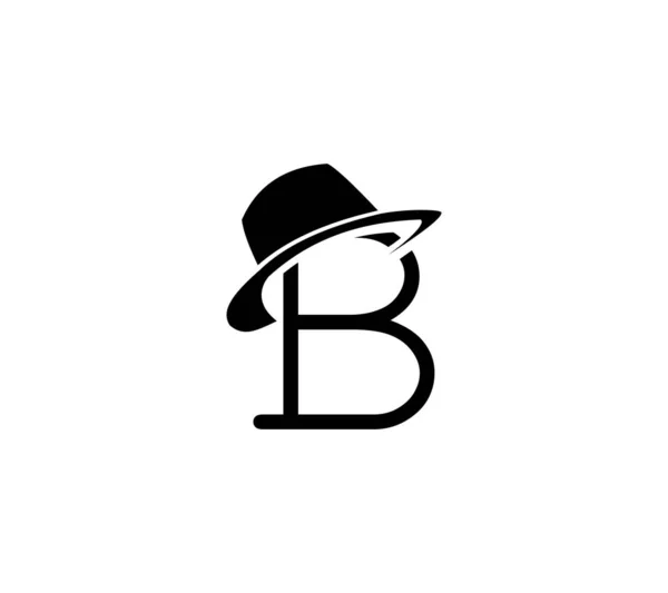 文字B紳士帽子ロゴベクトルアイコングラフィックエンブレムイラスト — ストックベクタ