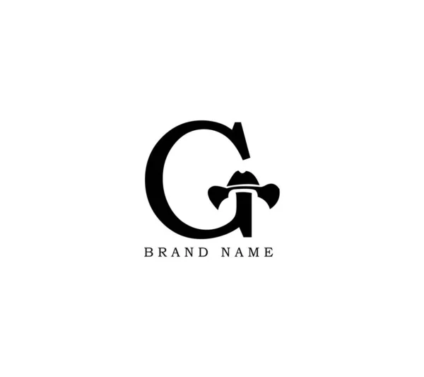 Brev Gentlemen Hatt Logo Design Vektor Ikon Grafisk Emblem Illustration — Stock vektor