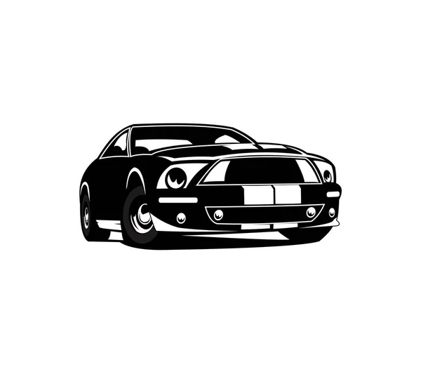 Cooles Amerikanisches Muscle Car Schwarz Weiß Monochrom Silhouette — Stockvektor