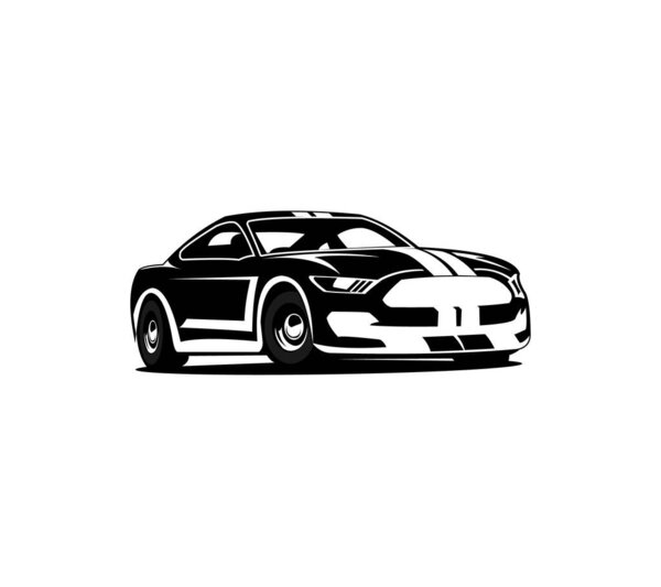 Retro muscle car vector illustration. Vintage poster of reto car. Old mobile isolated on white.