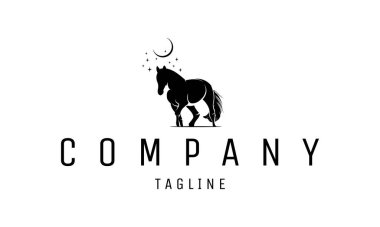 At Logosu Tasarımı. At Logosu Şablonu. Modern Tasarım. Düz logo. Vektör İllüstrasyonu
