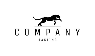Siluet Koşan Leopar vektör çizimi. Çita logosu
