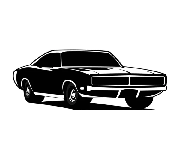 Logo Voiture Muscle Emblèmes Insignes Isolés Sur Fond Blanc Vieille — Image vectorielle