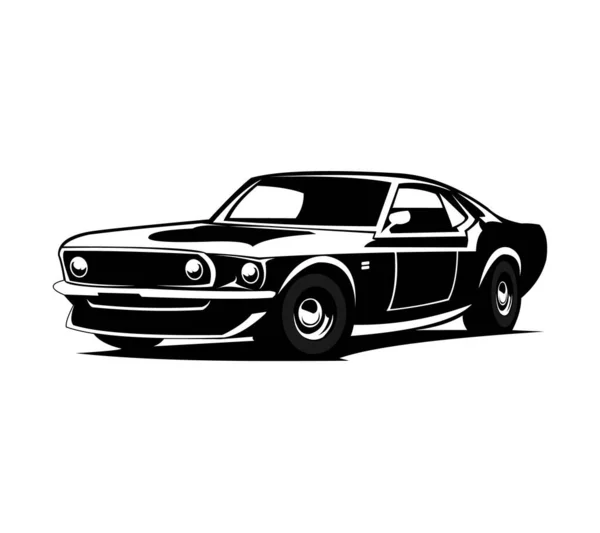 Logotipo Carro Muscular Emblemas Emblemas Isolados Fundo Branco Velho Carro — Vetor de Stock