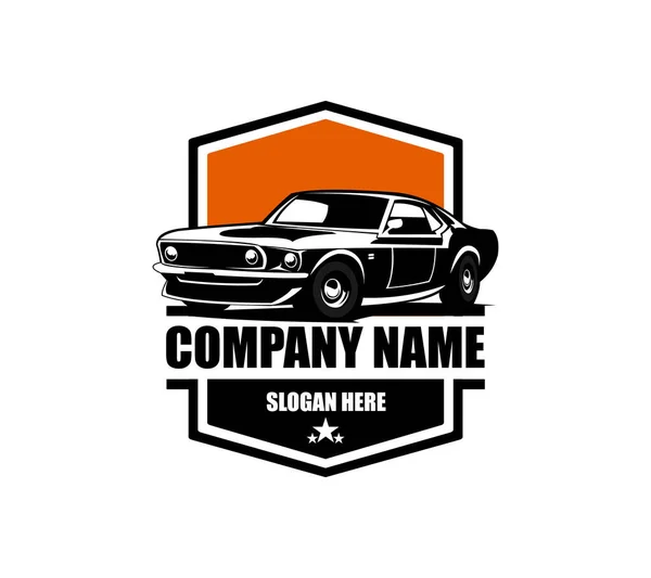 Amerikan Kas Arabası Logosu Tasarımı Logo Klasik Eski Tarz Veya — Stok Vektör