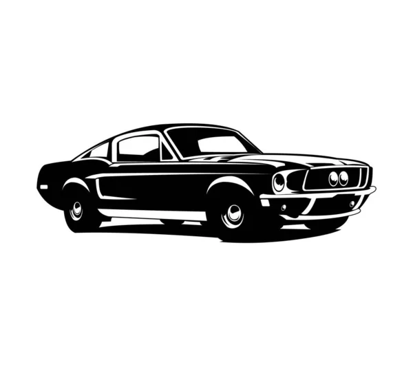 Ilustración Del Vector Del Coche Del Músculo Negro Solamente Blanco — Vector de stock