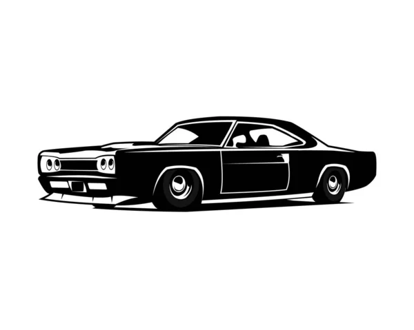 Músculo Coche Aislado Emblema Vector Negro — Vector de stock