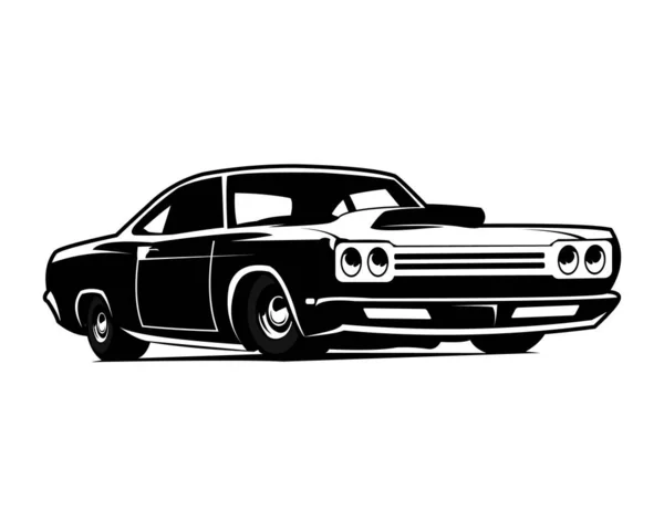 Muscle Car Isolé Noir Vecteur Emblème Conception — Image vectorielle