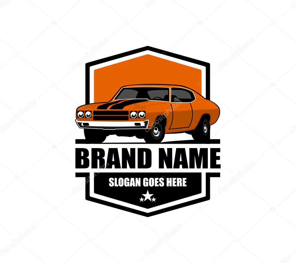 Muscle car silhouette logo vector isolated. Emblem badge concept