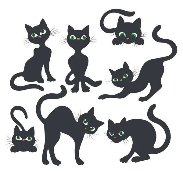 Nyfikenhet kattunge silhuetter — Stock vektor