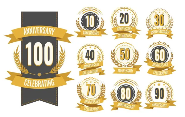 Anniversary numbers tags — Stock Vector