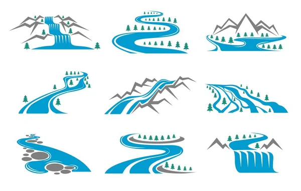 Icônes de forme de rivière — Image vectorielle