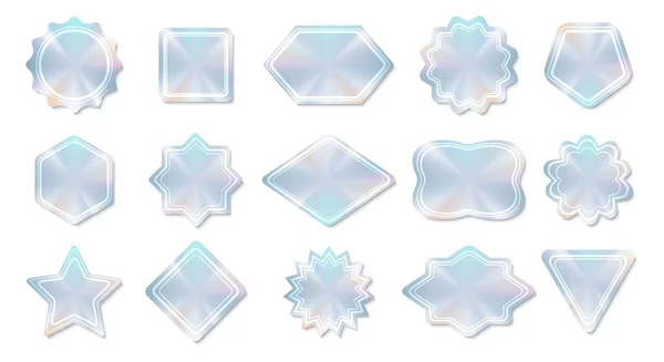 Holographic glossymetal emblems — ストックベクタ