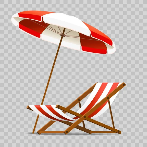 Cadeira de praia e guarda-sol — Vetor de Stock