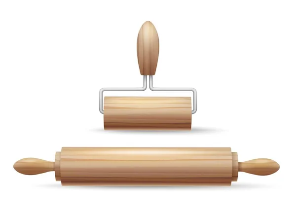 木製の麺棒 — ストックベクタ