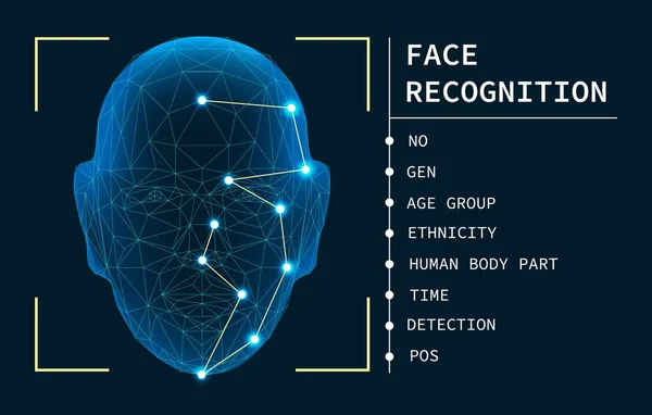 Reconocimiento biométrico facial — Archivo Imágenes Vectoriales