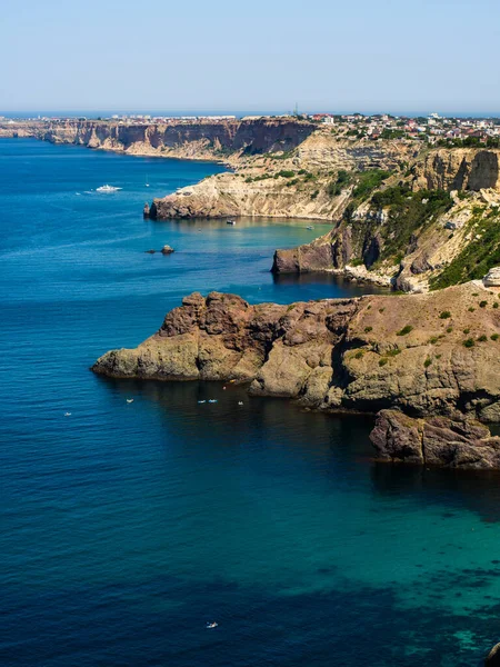 Vertikal Havsutsikt Utsikt Över Havet Och Klipporna Krim — Stockfoto