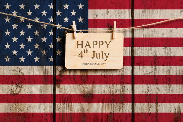 Happy 4Th July Greeting Congratulations Independence Day Background Old Flag — Stock Photo, Image