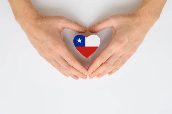 National Flag Chile Female Hands — Stock Fotó