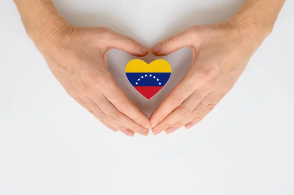 Venezuela Nemzeti Zászlaja Női Kézben — Stock Fotó