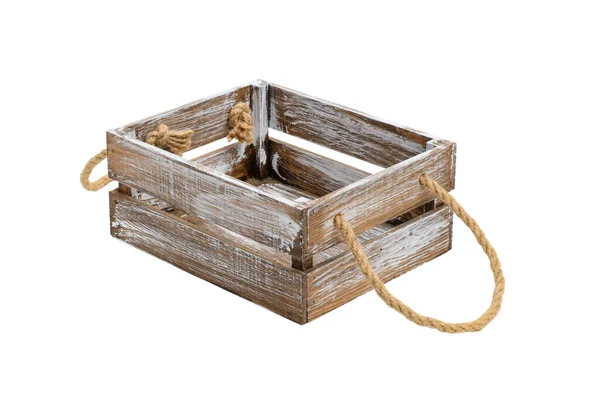 Caja Vintage Madera Para Flores Regalos Sobre Fondo Blanco Objeto — Foto de Stock