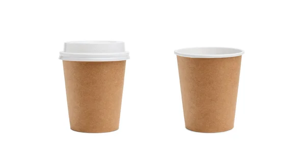 Leere Pappbecher Für Kaffee Aus Biologisch Abbaubarem Braunem Papier Auf — Stockfoto
