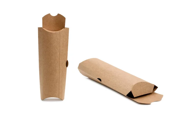 Papierverpackungen Für Dönerspieße Und Shawarma Auf Weißem Hintergrund Zwei Winkel — Stockfoto