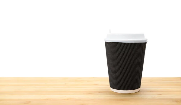 Eine Dunkelgroße Kaffeetasse Aus Braunem Karton Steht Auf Einer Tafel — Stockfoto