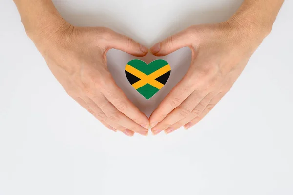 National Flag Jamaica Female Hands — Stock Photo, Image