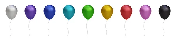 3D parlak renkli hava balonu seti şeffaf arka planda izole edildi. Vektör gerçekçi altın, gümüş, beyaz, altın renkli ve siyah festival 3d helyum balonları yıldönümü şablonu, doğum günü partisi tasarımı