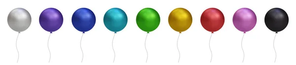 Brilhante Colorido Balão Brilhante Conjunto Isolado Fundo Transparente Vetor Realista — Vetor de Stock