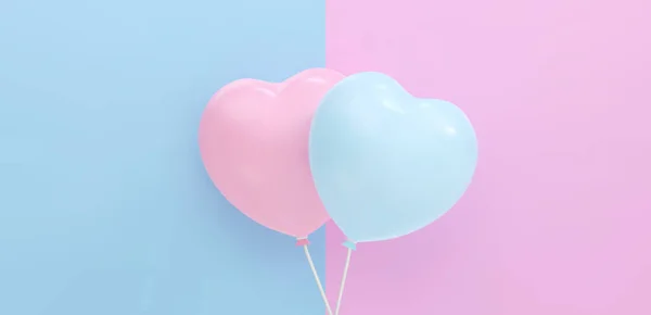 Buket Uçuşan Bir Demet Gerçekçi Pembe Mavi Balon Kart Bebek — Stok Vektör