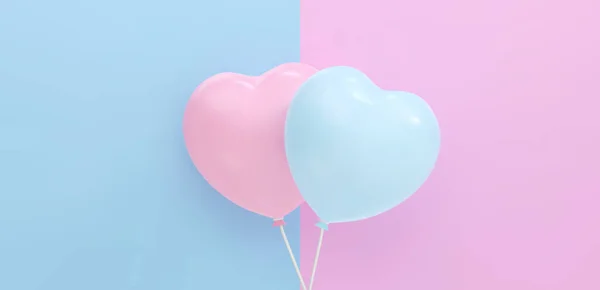 Buket, uçuşan bir demet gerçekçi pembe ve mavi balon. Kart, bebek partisi, cinsiyet belirten parti davetiyesi, tasarım, broşür, poster, dekor, pankart, web, reklam
