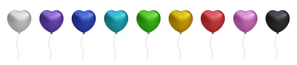 Brillant Coeur Coloré Brillant Ballon Air Hélium Ensemble Isolé Sur — Image vectorielle