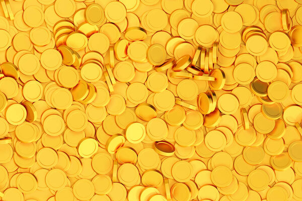 Группа 3d золотых монет фон