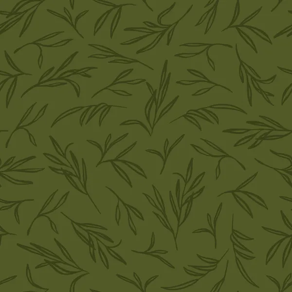 Pola bambu terulang dalam desain cetak latar belakang botani hijau monoton - Stok Vektor