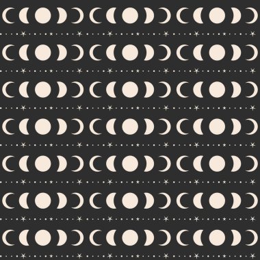 Ay evreleri şablonu altın ve siyah arka planda tekrarlanan çizgiler