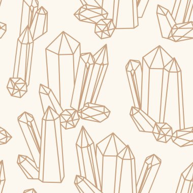 Kristal şablonu tekrarlanıyor, modern boho tarot illüstrasyonları