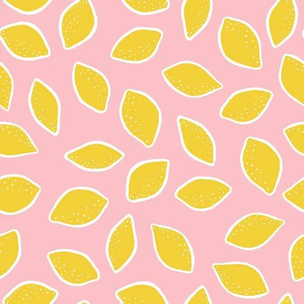 Diseño de patrón de repetición de limón amarillo en fondo rosa — Vector de stock