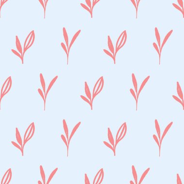 Gökyüzü mavisi arka planında pembe yapraklar olan şirin bir duvar kağıdı deseni tasarımı. Klasik çiçekli elbise ya da kız kıyafetleri ve retro ev kıyafetleri için zarif ve kadınsı yüzey desenli tasarım.