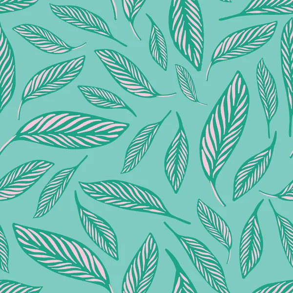 Džungle Zanechává Vzor Růžové Tyrkysově Zelené Vektorová Ilustrace Tropického Listí — Stockový vektor