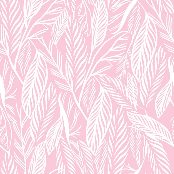 Tropické Listy Vzor Textury Růžové Bílé Tropické Listí Vektorové Ilustrace — Stockový vektor