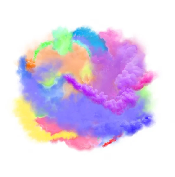 Renkli Duman Bulutu Patlaması Gökkuşağı Dumanı Beyaz Arkaplanda Izole — Stok fotoğraf