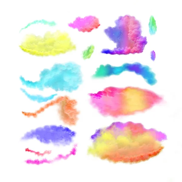 Juego Diseño Humo Rainbow Explosión Humo Color Conjunto Nubes Humo —  Fotos de Stock