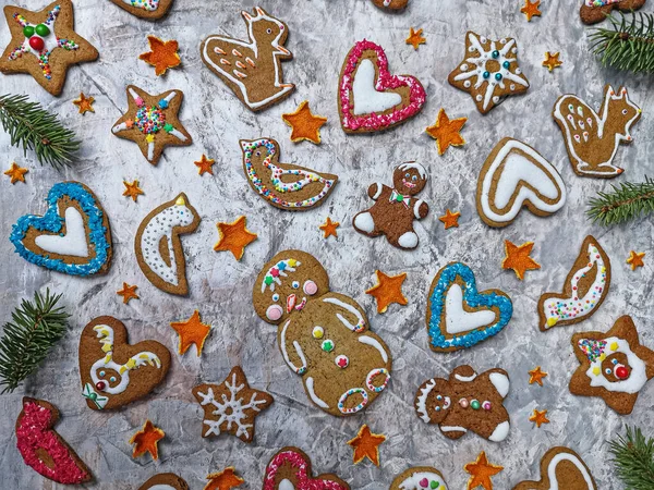Ingredients Preparing Baking Christmas Cookies Placed Wooden Background — Fotografia de Stock