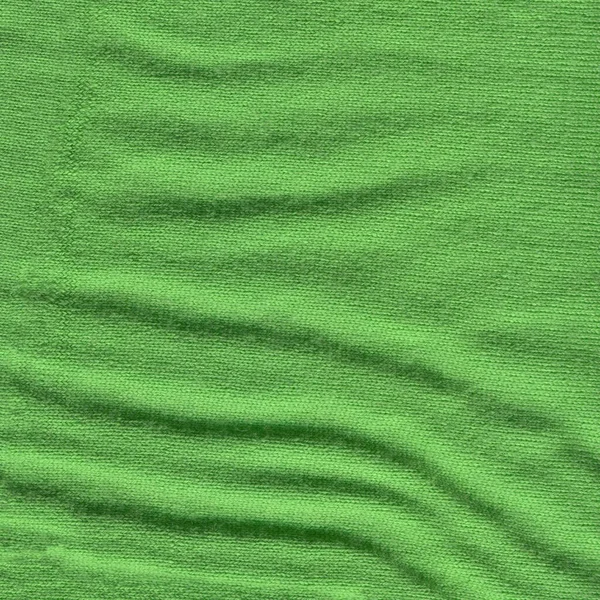 緑の編みウールのテクスチャフルフレーム 接着された緑色のテクスチャの表面が閉じます ウィッカーパターンを持つ繊維グリーン素材 — ストック写真