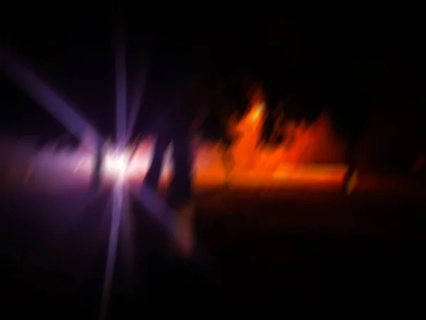 Blur Effects Car Moves Fast Speed Blured Neon Glowing Road — Fotografia de Stock